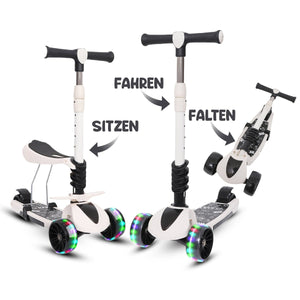 Habib 3-Rad Kinderroller mit LED Rädern & Sitz | Faltbar Höhenverstellbar - HabibSport