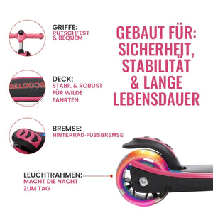 Habib 3-Rad Roller mit LED-Licht | Kinderroller 3-10 Jahre, bis 95 cm - HabibSport
