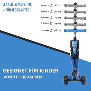 Habib 3-Rad Roller mit LED-Licht | Kinderroller 3-10 Jahre, bis 95 cm - HabibSport
