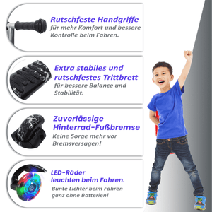 Habib 3D Kinderroller 3-Rad mit LED Licht | Höhenverstellbar - HabibSport