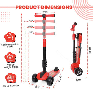 Habib Gruppe 3 - Rad Kinderroller mit LED Rädern & Sitz | Faltbar Höhenverstellbar - Europebazar