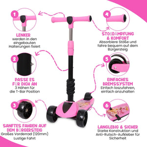 Habib Gruppe 3 - Rad Kinderroller mit LED Rädern & Sitz | Faltbar Höhenverstellbar - Europebazar