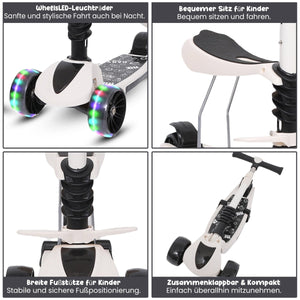 Habib Gruppe 3 - Rad Kinderroller mit LED Rädern & Sitz | Faltbar Höhenverstellbar - Europebazar