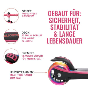 Habib Gruppe 3 - Rad Roller mit LED - Licht | Klappbar & bis 100kg belastbar - Europebazar