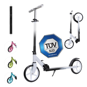 Habib Gruppe Cityroller - Kick Scooter - Kinderroller für Kinder und Jugendliche Zertifiziert vom TÜV Süd - Faltbarer Aluminium - Tretroller Höhenverstellbar - 200mm Räder - Tragbar - ab 10 Jahren - Europebazar