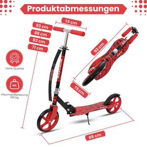 Habib Gruppe Kickroller mit 205mm XXL Rädern | Klappbar & bis 100kg - Europebazar