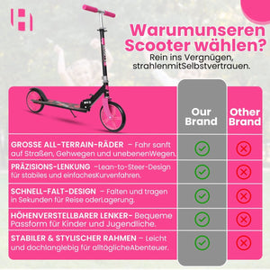 Habib Gruppe Kickroller mit 205mm XXL Rädern | Klappbar & bis 100kg - Europebazar