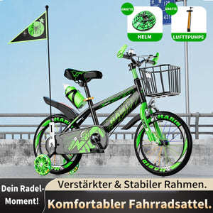 Habib Gruppe Kinderfahrrad Jungenfahrrad 12 14 16 Zoll ab 3 Jahre – mit LED Stützrädern, Korb, Klingel & GRATIS Helm & Pumpe, Vorderradbremse - Europebazar