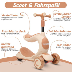 Habib Gruppe Kinderroller 3 - Rad mit LED Licht | Klappbar & Höhenverstellbar - Europebazar