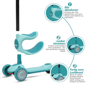 Habib Gruppe Kinderroller 3 - Rad mit LED Licht | Klappbar & Höhenverstellbar - Europebazar