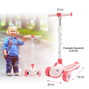 Habib Gruppe Kinderroller mit Tier - Design | 3 - Rad, LED - Licht & Faltbar - Europebazar