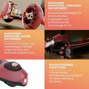 Habib Gruppe Kinderroller Tretroller 3 - Rad - LED Frontlicht, Rücklicht & Leuchtendes Deck Scooter, Faltbar, Höhenverstellbar, rutschfest & Pannensicher (3 - 10 Jahre) - Europebazar