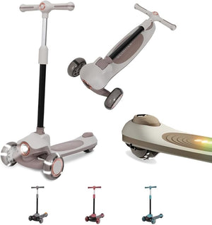 Habib Gruppe Kinderroller Tretroller 3 - Rad - LED Frontlicht, Rücklicht & Leuchtendes Deck Scooter, Faltbar, Höhenverstellbar, rutschfest & Pannensicher (3 - 8 Jahre) - Europebazar
