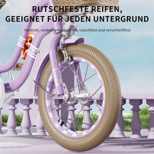 Habib Gruppe Mädchenfahrrad Klassik | Inkl. Luftpumpe & 6 - teiligem Schutz - Set | Karbonstahlrahmen & Duales Bremssystem | Mitwachsend & sicher für Mädchen 3 - 8 Jahre - Europebazar