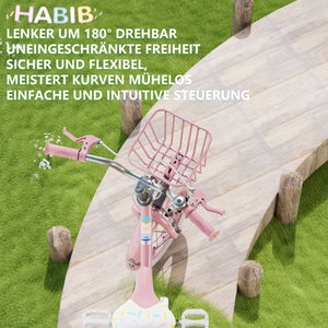 Habib Gruppe Mädchenfahrrad Komplettset | 12, 14, 16 Zoll | Inkl. Luftpumpe & 6 - teiligem Schutz - Set | Karbonstahlrahmen & Duales Bremssystem | Mitwachsend & sicher für Mädchen 3 - 8 Jahre - Europebazar