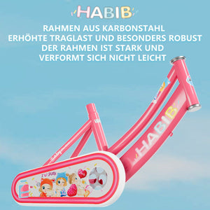 Habib Gruppe Mädchenfahrrad Komplettset | 12, 14, 16 Zoll | Inkl. Luftpumpe & 6 - teiligem Schutz - Set | Karbonstahlrahmen & Duales Bremssystem | Mitwachsend & sicher für Mädchen 3 - 8 Jahre - Europebazar
