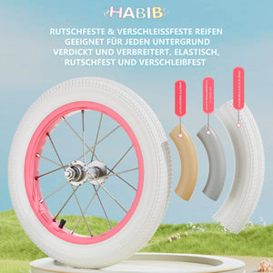 Habib Gruppe Mädchenfahrrad Komplettset | 12, 14, 16 Zoll | Inkl. Luftpumpe & 6 - teiligem Schutz - Set | Karbonstahlrahmen & Duales Bremssystem | Mitwachsend & sicher für Mädchen 3 - 8 Jahre - Europebazar