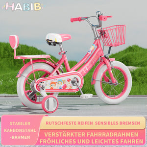 Habib Gruppe Mädchenfahrrad Komplettset | 12, 14, 16 Zoll | Inkl. Luftpumpe & 6 - teiligem Schutz - Set | Karbonstahlrahmen & Duales Bremssystem | Mitwachsend & sicher für Mädchen 3 - 8 Jahre - Europebazar