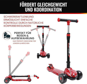 Kinderroller mit LED Leuchträdern, Klappbar Tretroller 3 - 12 Jahre, Höhenverstellbar Scooter für Mädchen & Jungen, Roller Kinder mit Rutschfesten Griffen & Hinterradbremse - Europebazar
