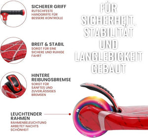 Kinderroller mit LED Leuchträdern, Klappbar Tretroller 3 - 12 Jahre, Höhenverstellbar Scooter für Mädchen & Jungen, Roller Kinder mit Rutschfesten Griffen & Hinterradbremse - Europebazar