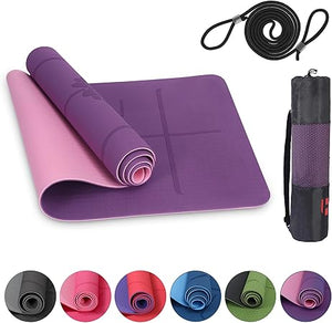 Premium Yogamatte Rutschfest 183x61 cm - Ökologische Sportmatte für Pilates & Yoga - Inkl. Tragegurt und Tasche - Ideal für Fitness & Gymnastik - Reise - Freundlich - Airex - kompatibel - Europebazar