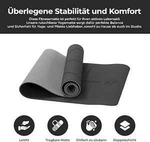 Yogamatte Satz inklusive Yogablöcke - Rutschfeste Gepolsterte Trainingsmatte für Fitness Inklusive Yogagurt und Tasche - 2er Set YogaBlöcke Unterstützung für Pilates,Meditation,Erholung - Europebazar