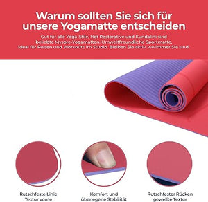 Yogamatte Satz inklusive Yogablöcke - Rutschfeste Gepolsterte Trainingsmatte für Fitness Inklusive Yogagurt und Tasche - 2er Set YogaBlöcke Unterstützung für Pilates,Meditation,Erholung - Europebazar