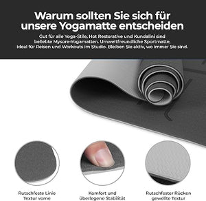 Yogamatte Satz inklusive Yogablöcke - Rutschfeste Gepolsterte Trainingsmatte für Fitness Inklusive Yogagurt und Tasche - 2er Set YogaBlöcke Unterstützung für Pilates,Meditation,Erholung - Europebazar