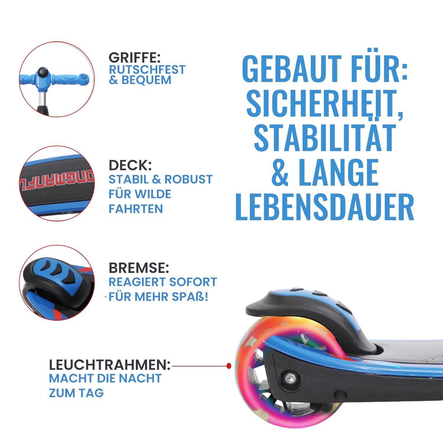 Habib 3-Rad Roller mit LED-Licht | Klappbar & bis 50kg belastbar