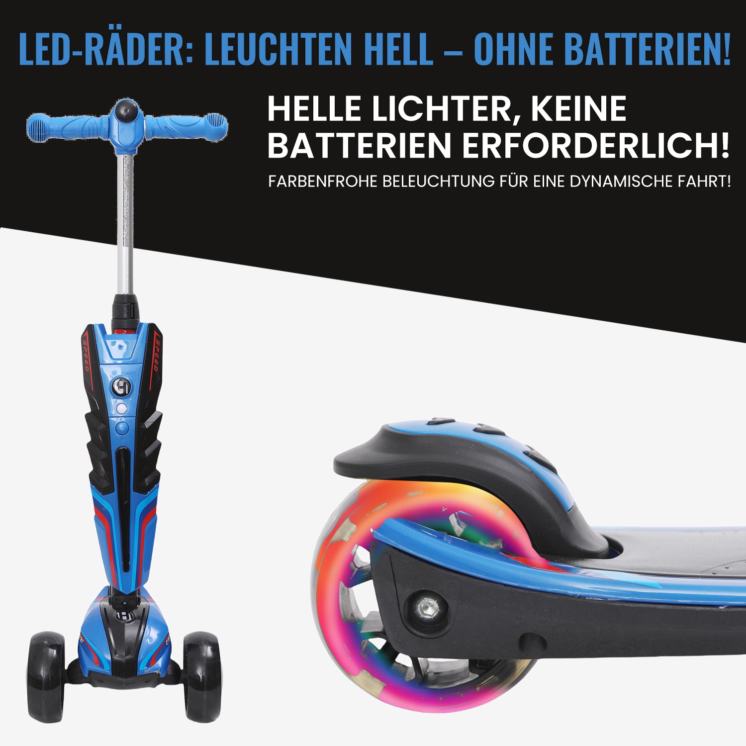 Habib 3-Rad Roller mit LED-Licht | Klappbar & bis 50kg belastbar