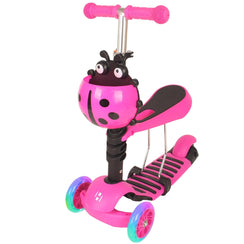 Habib 3in1 Kinderroller mit Marienkäfer-Design, Sitz und LED-Rädern