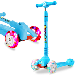 Faltbar 3in1 Kinder Dreiradscooter - LED Räder Kinderroller für Jungen Mädchen