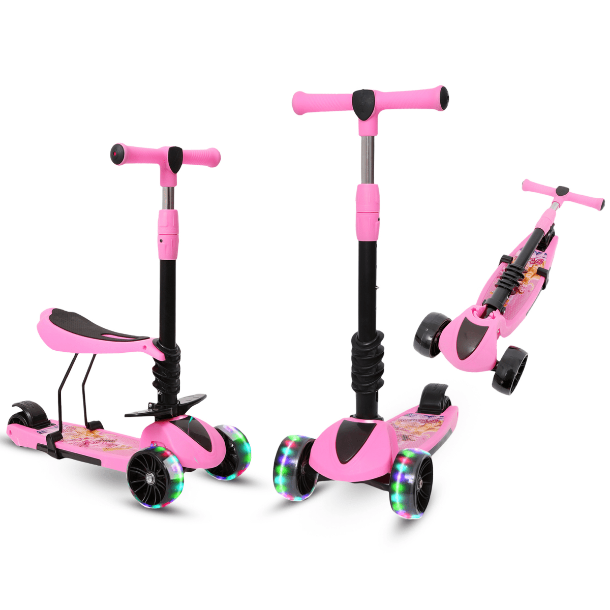 Habib 3-Rad Kinderroller mit LED Rädern & Sitz | Faltbar Höhenverstellbar - HabibSport