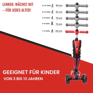 Habib 3-Rad Roller mit LED-Licht | Kinderroller 3-10 Jahre, bis 95 cm - HabibSport