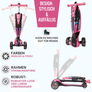 Habib 3-Rad Roller mit LED-Licht | Kinderroller 3-10 Jahre, bis 95 cm - HabibSport