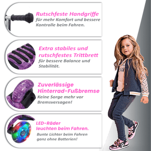Habib 3D Kinderroller 3-Rad mit LED Licht | Höhenverstellbar - HabibSport