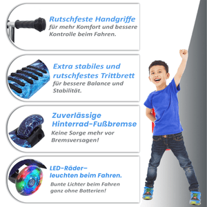 Habib 3D Kinderroller 3-Rad mit LED Licht | Höhenverstellbar - HabibSport