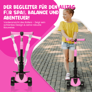 Habib 3in1 Kinderroller ab 3 Jahre | Sitz Fußstützen klappbar LED Räder - HabibSport