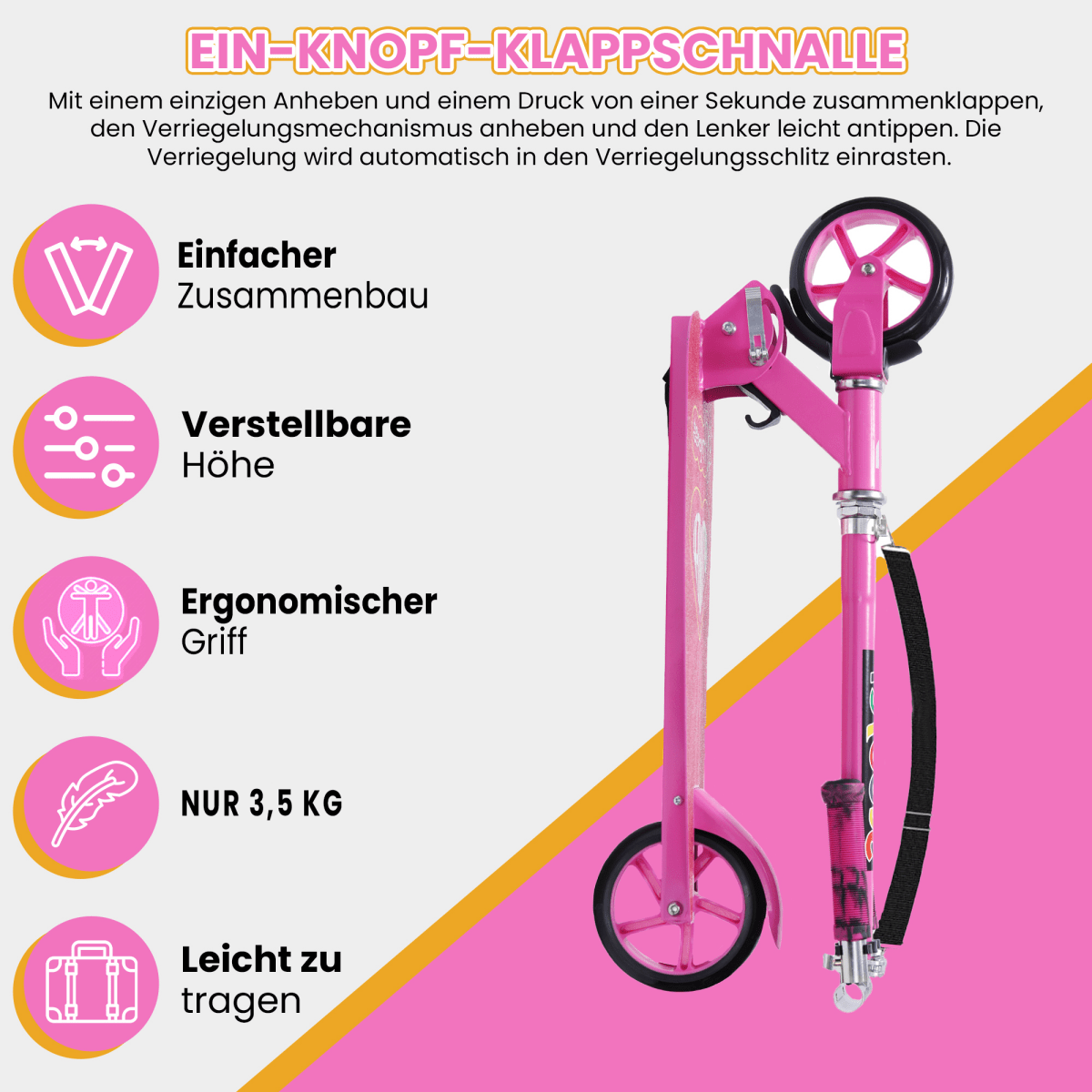 Habib Cityroller für Kinder & Jugendliche | Breites Deck, faltbar & bis 100kg - HabibSport