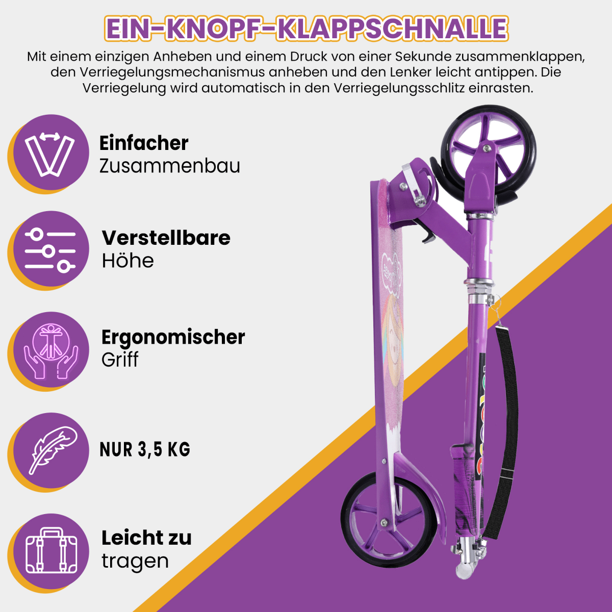Habib Cityroller für Kinder & Jugendliche | Breites Deck, faltbar & bis 100kg - HabibSport