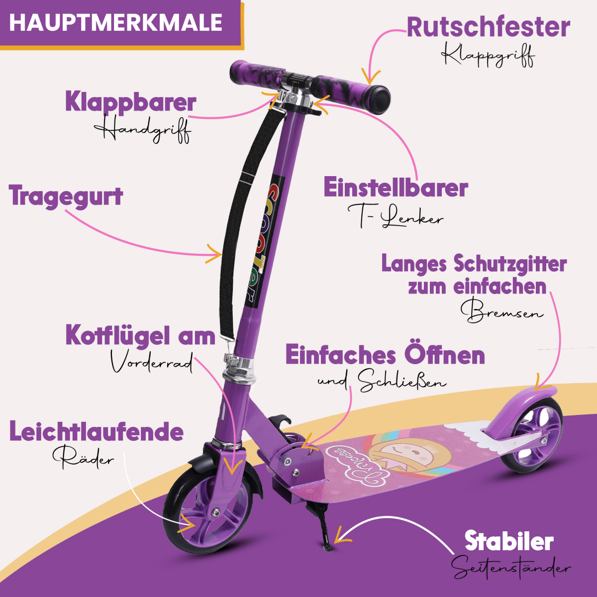 Habib Cityroller für Kinder & Jugendliche | Breites Deck, faltbar & bis 100kg - HabibSport