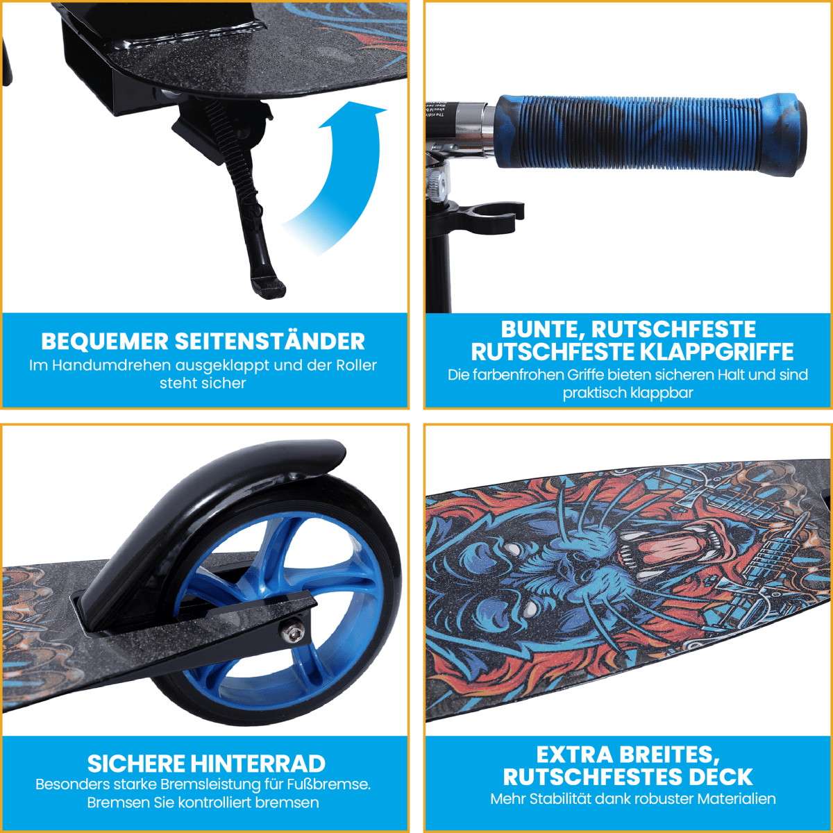 Habib Cityroller für Kinder & Jugendliche | Breites Deck, faltbar & bis 100kg - HabibSport