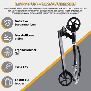 Habib Cityroller für Kinder & Jugendliche | Breites Deck, faltbar & bis 100kg - HabibSport
