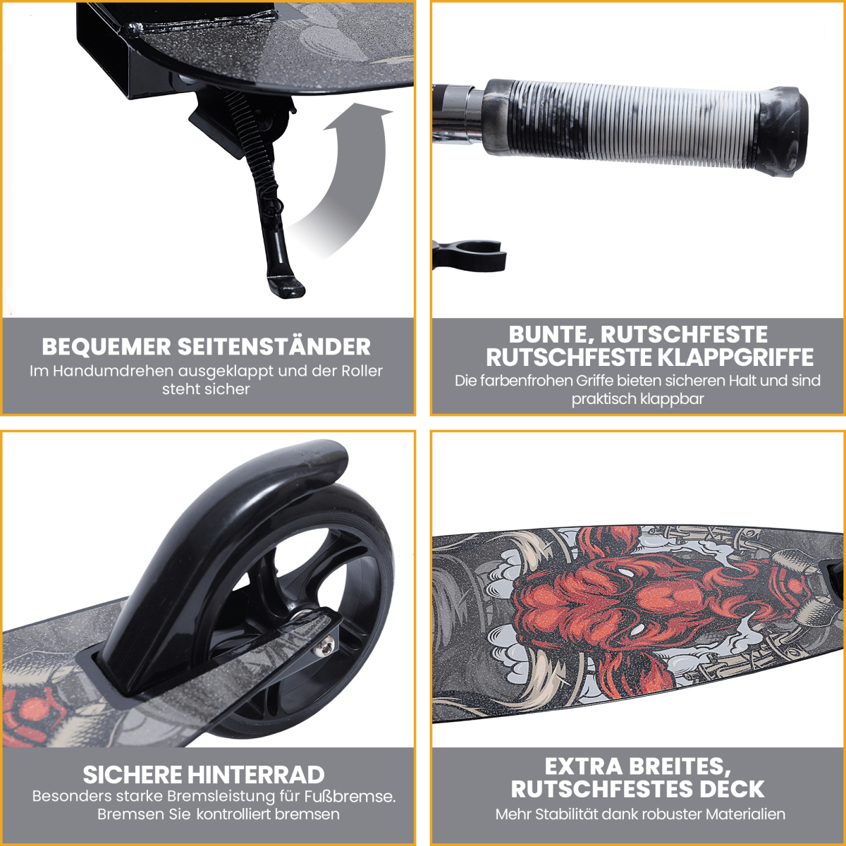 Habib Cityroller für Kinder & Jugendliche | Breites Deck, faltbar & bis 100kg - HabibSport