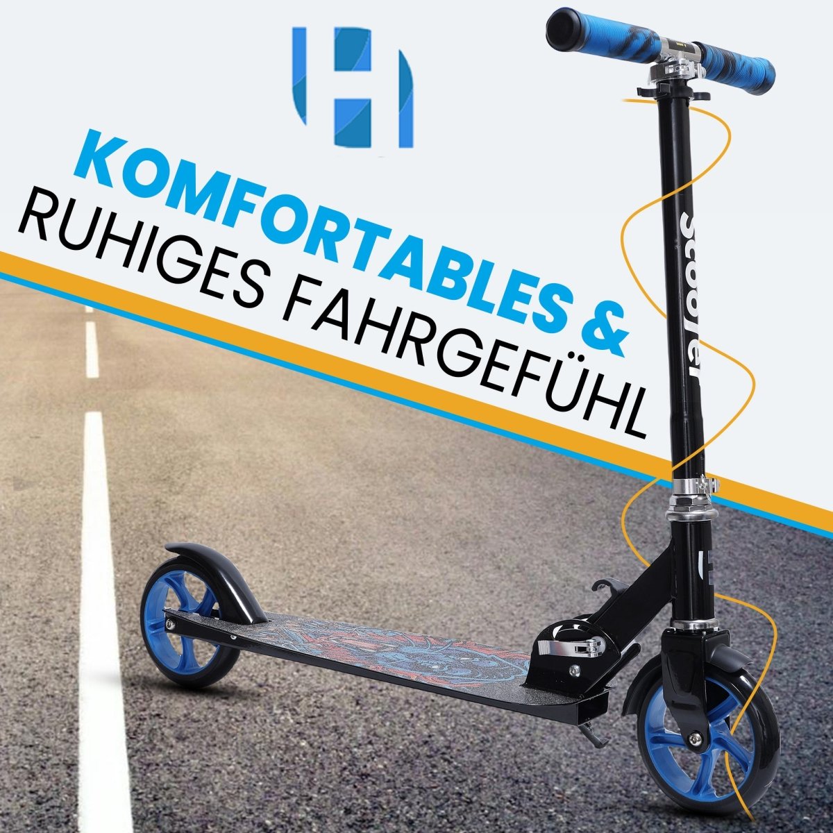 Habib Cityroller für Kinder & Jugendliche | Breites Deck, faltbar & bis 100kg - HabibSport