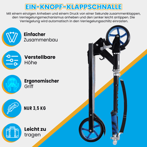 Habib Cityroller für Kinder & Jugendliche | Breites Deck, faltbar & bis 100kg - HabibSport