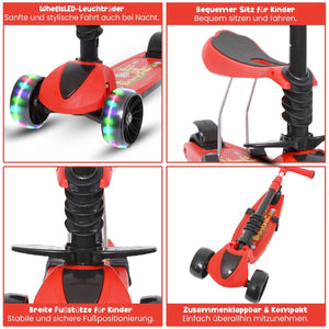 Habib Gruppe 3 - Rad Kinderroller mit LED Rädern & Sitz | Faltbar Höhenverstellbar - Europebazar
