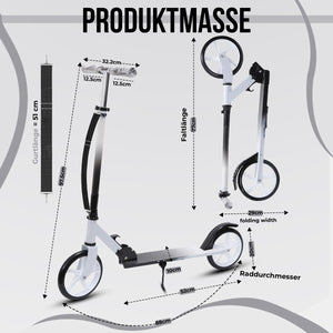 Habib Gruppe Cityroller - Kick Scooter - Kinderroller für Kinder und Jugendliche Zertifiziert vom TÜV Süd - Faltbarer Aluminium - Tretroller Höhenverstellbar - 200mm Räder - Tragbar - ab 10 Jahren - Europebazar