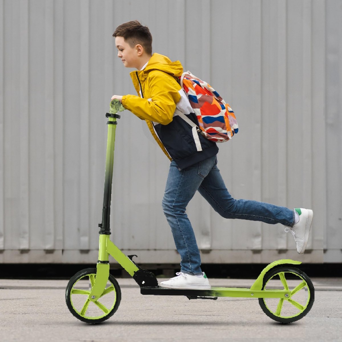Habib Gruppe Cityroller - Kick Scooter - Kinderroller für Kinder und Jugendliche Zertifiziert vom TÜV Süd - Faltbarer Aluminium - Tretroller Höhenverstellbar - 200mm Räder - Tragbar - ab 10 Jahren - Europebazar