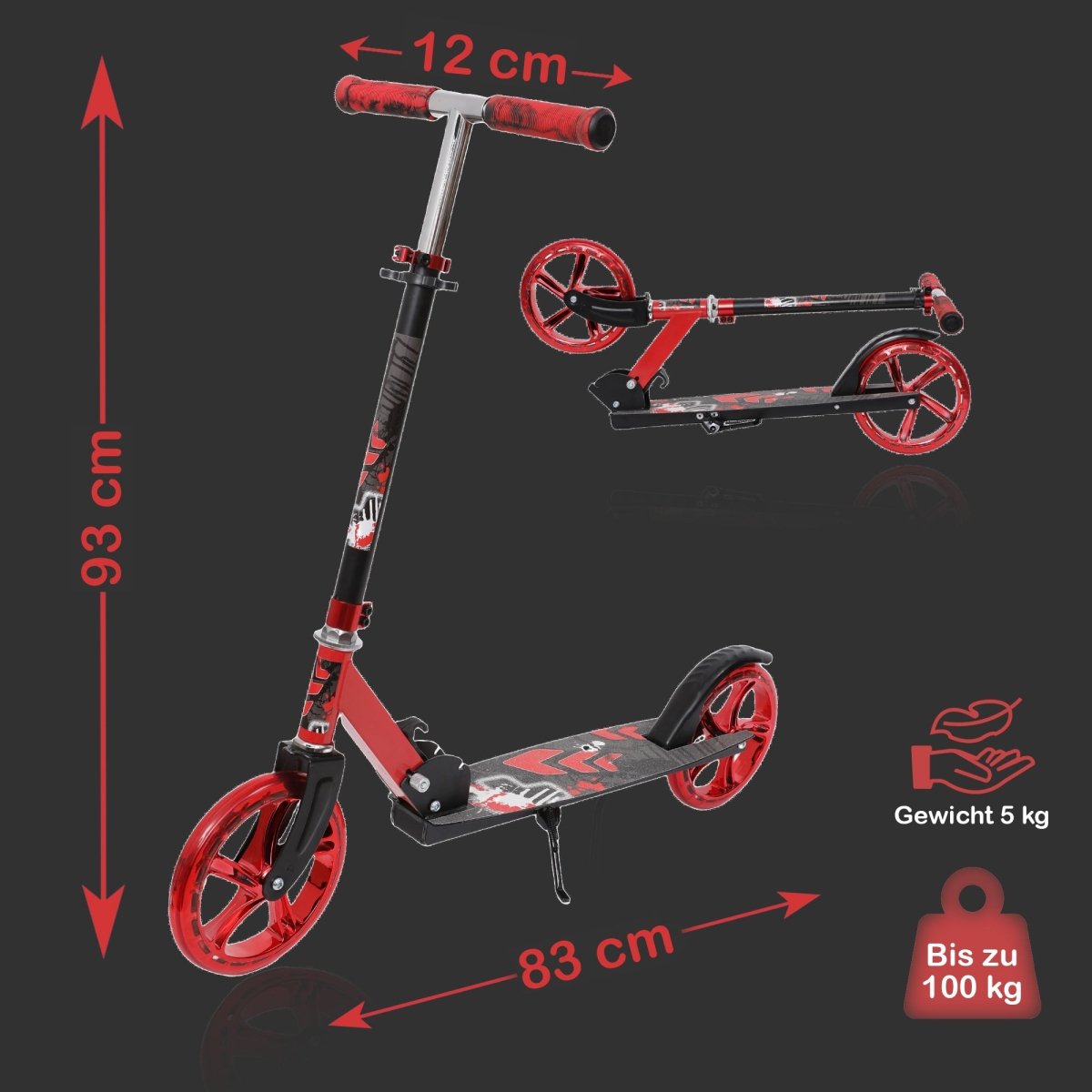 Habib Gruppe Cityroller mit XXL Glanz - Rädern | Klappbar & bis 100kg - Europebazar
